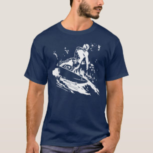 Camiseta que practica surf de la onda