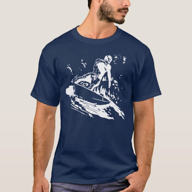 Camiseta que practica surf de la onda (Anverso)