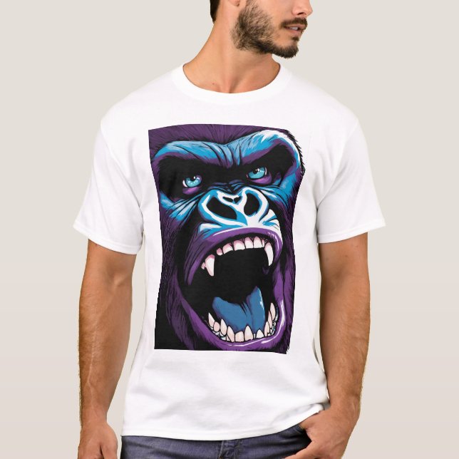 Camiseta ¿Qué tal "Wild Roar: Gorilla abre boca (Anverso)