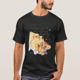 Camiseta ¿Qué te hace diferente madre de león, niño de auti