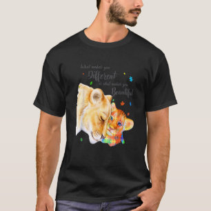 Camiseta ¿Qué te hace diferente madre de león, niño de auti
