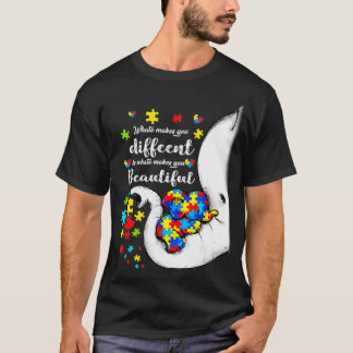 Camiseta Qué te hace diferente madre elefante de autismo in