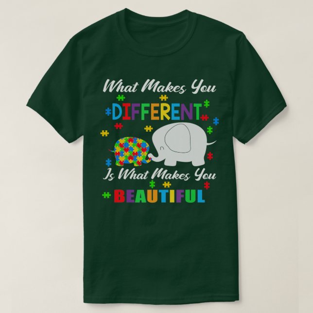 Camiseta Qué te hace diferente madre elefante de autismo in (Diseño del anverso)