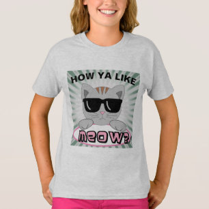 Camiseta ¿Qué te parece Miau? Cara de gato con gafas de sol