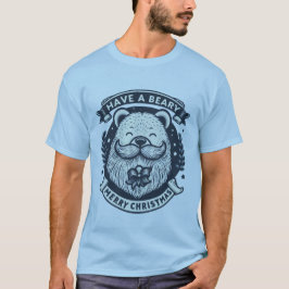 Camiseta ¡Que tengas una Feliz Navidad! Oso con barba
