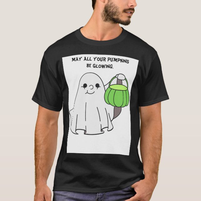 Camiseta Que todas tus calabazas sean ropa negra brillante (Anverso)
