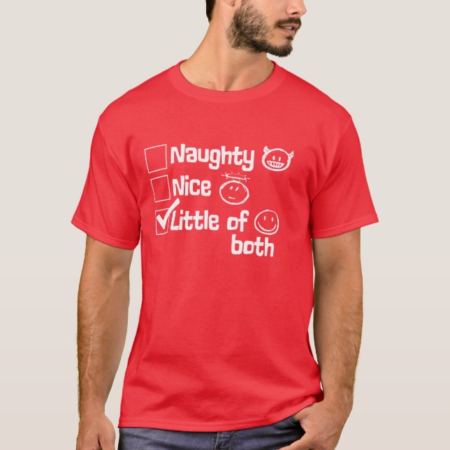 Camiseta Qué travieso. Bonito. Un poquito de ambos. Navidad (Anverso)