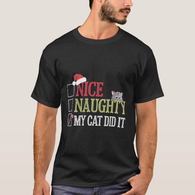 Camiseta Qué travieso mi gato lo hizo Navidad a Cat Lover (Anverso)
