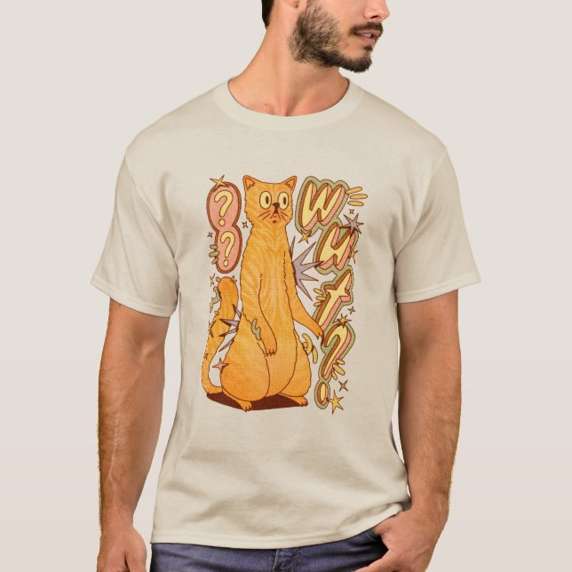 Camiseta ¿Qué? / Un Ilustracion de gato Naranja (Anverso)