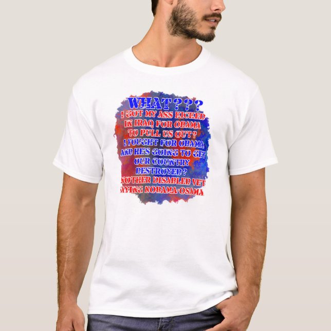 Camiseta "Qué???" ¡Veterano discapacitado que dice NObama! (Anverso)