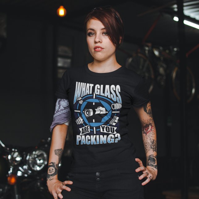 Camiseta Qué vidrio está empaquetando - Lente de cámara div (Subido por el creador)