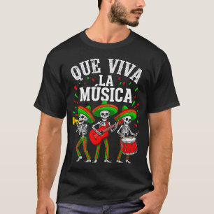 Camiseta Que Viva La Música Cinco De Mayo Esqueleto