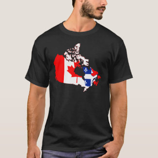 Camiseta Quebec en la bandera de Canadá, mapa