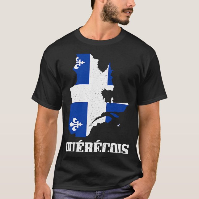 Camiseta Quebec Mapa Quebec Bandera Orgullo Canadá (Anverso)