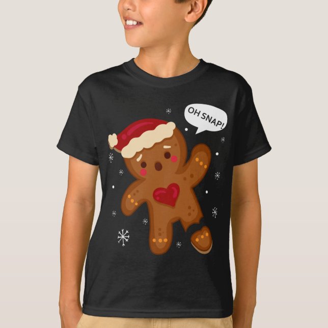 Camiseta Quebras rojas Oh Snap Gingerbread Santa (Anverso)