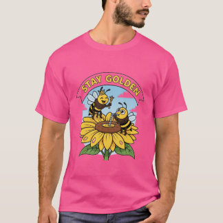 Camiseta Quédate dorado - Ilustracion de abejas y flores