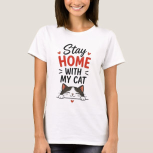 Camiseta Quédate en casa con mi gato Introvertido acogedor 