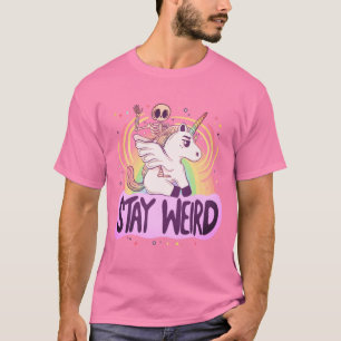 Camiseta Quédate raro - Esqueleto monta un Unicornio en el