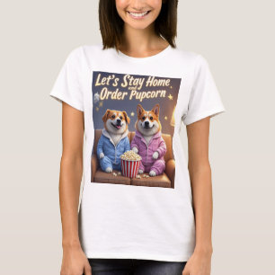 Camiseta Quedémonos en casa y ordenemos perros de caricatur