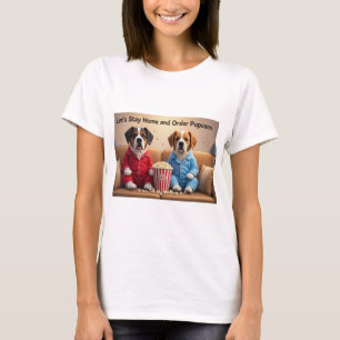 Camiseta Quedémonos en casa y ordenemos perros de caricatur