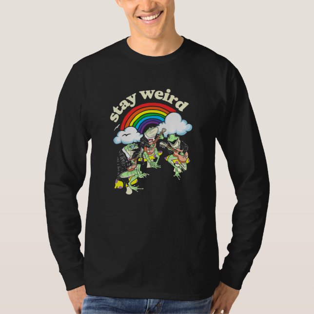 Camiseta ¡Quédense Raros! Guitarra Guitarra Banjo & Rainbow (Anverso)
