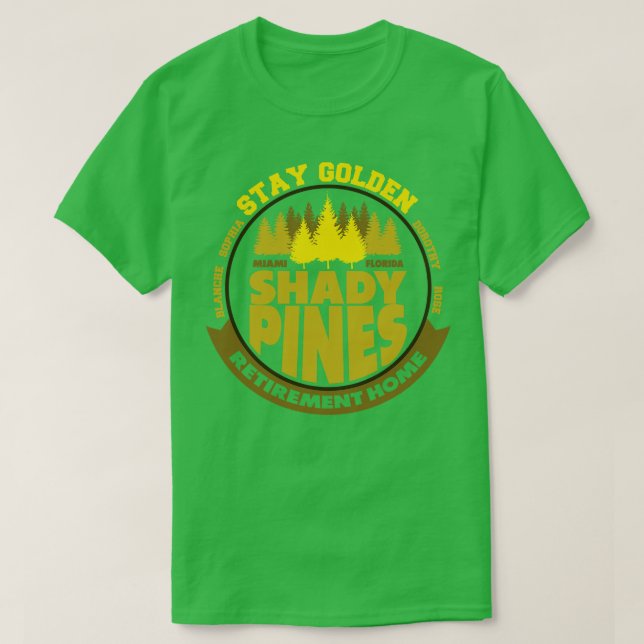 Camiseta Quédese con la sombra de oro Pines en casa (Diseño del anverso)