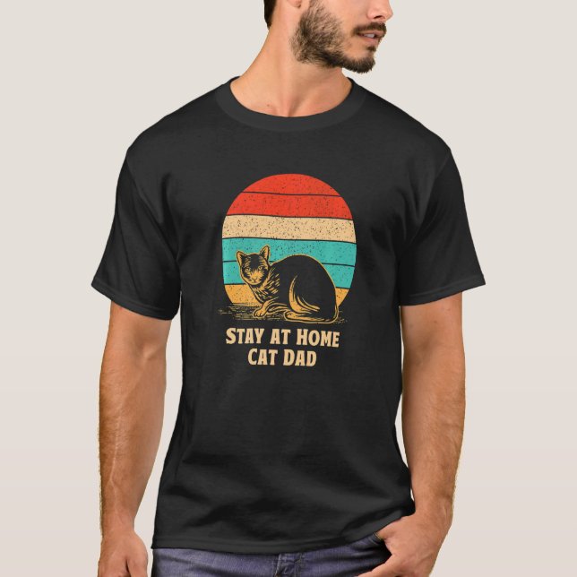 Camiseta Quédese en casa, gato, papá, gato, papá, papá, gat (Anverso)
