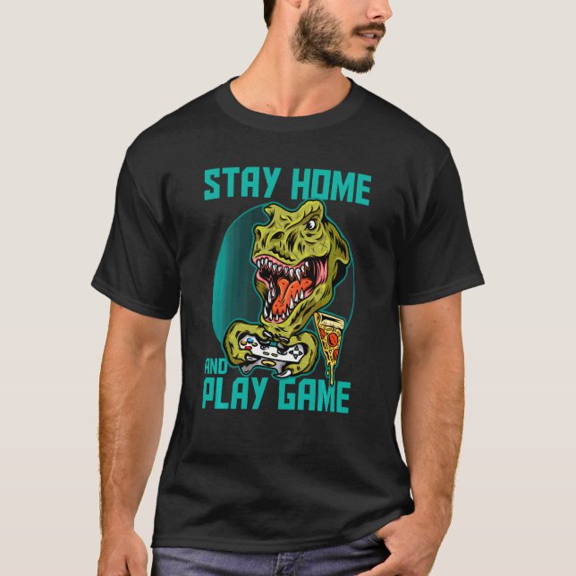 Camiseta Quédese En Casa Y Juegue A Videojuegos A Tiempo Co (Anverso)
