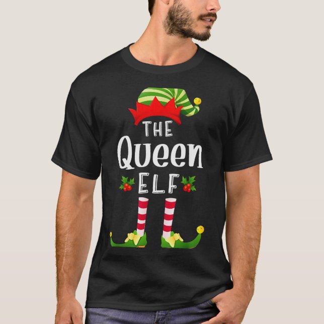 Camiseta Queen Christmas Elf Matching Pajama X-mas Party  (Anverso)