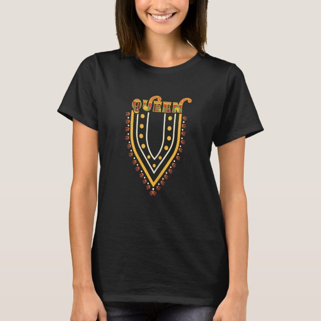 Camiseta Queen Dashiki Print Kente Pattern African American (Anverso)