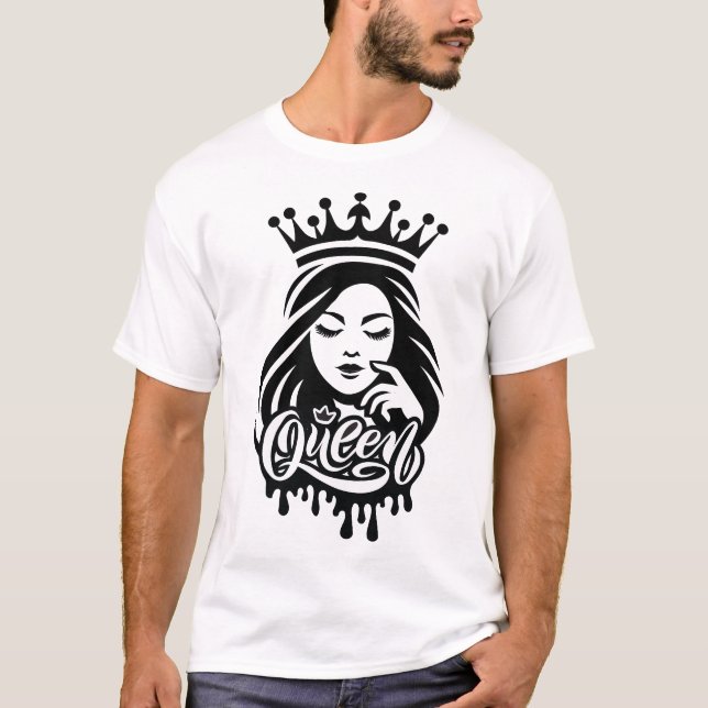 Camiseta Queen Design – Elegant Royal Crown Typography for  (Anverso)