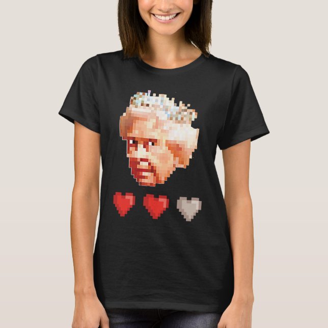 Camiseta Queen of England retro video game pixel 3 lives he (Anverso)