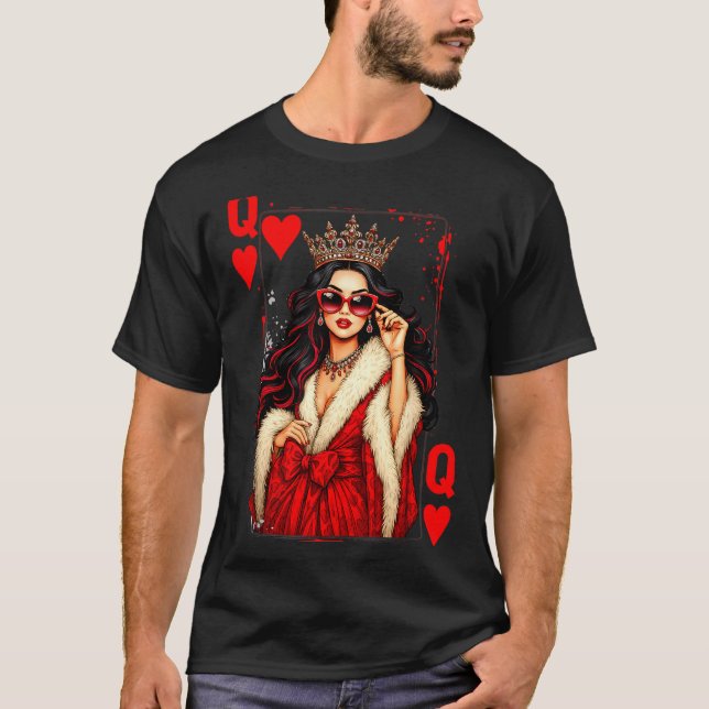 Camiseta Queen Of Heart Playing Card Love Valentine Outfit  (Anverso)