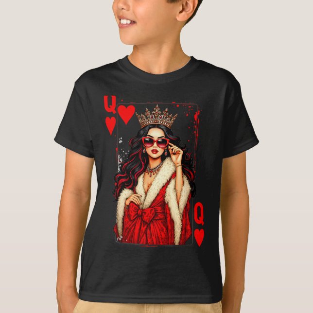 Camiseta Queen Of Heart Playing Card Love Valentine Outfit  (Anverso)