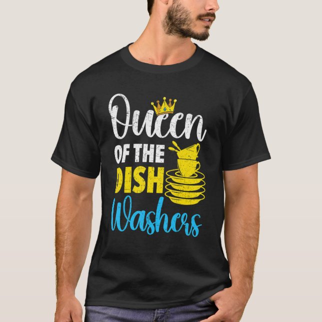 Camiseta Queen Of The Dishwashers Dishwashing Profession Jo (Anverso)