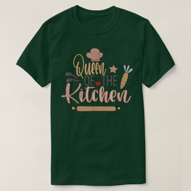 Camiseta queen of the kitchen cooking master chef hat cook  (Diseño del anverso)