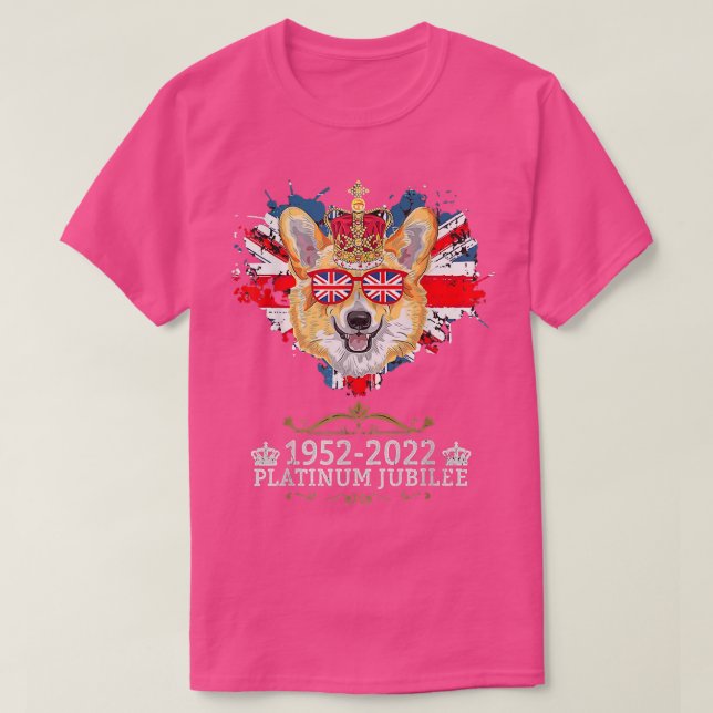 Camiseta Queen Platinum Jubilee Corgi with Crown Dog Heart  (Diseño del anverso)
