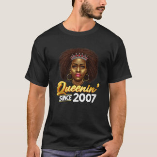Camiseta Queenin' Desde 2007 15º Cumpleaños Africano-Estado