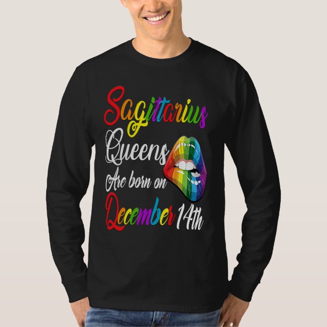 Camiseta Queens Are Born on December 14th Rainbow Lips Sagi (Anverso)
