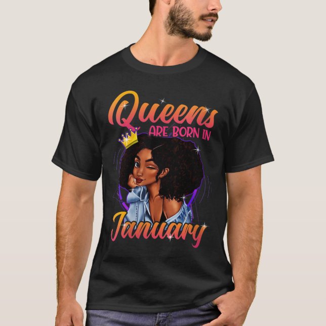 Camiseta Queens nació el cumpleaños del Chica negro de la c (Anverso)