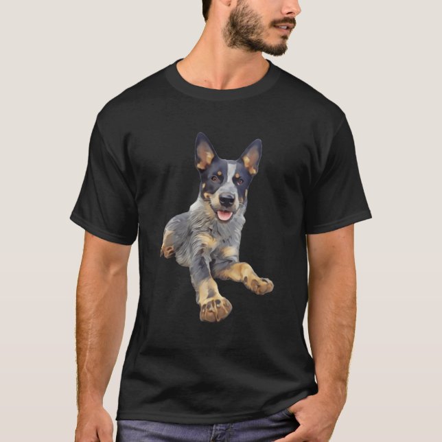 Camiseta Queensland Heeler Blue Laying (Anverso)