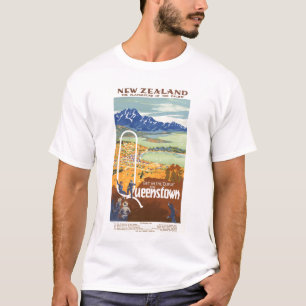 Camiseta Queenstown, viaje del vintage de Nueva Zelanda