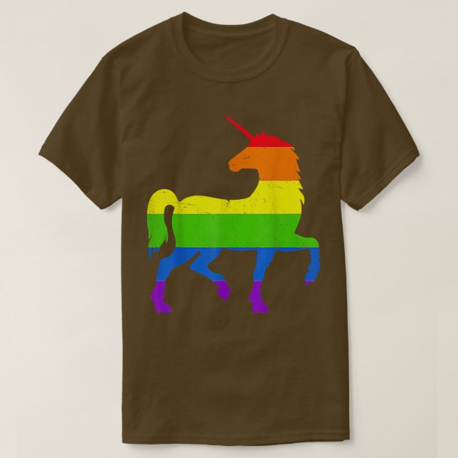 Camiseta Queer Gay Pride Month Rainbow Flag Fantasy Unicorn (Diseño del anverso)