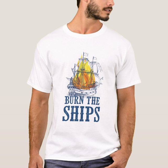 Camiseta Quema de barcos, arte de hinchas del Rey y el País (Anverso)