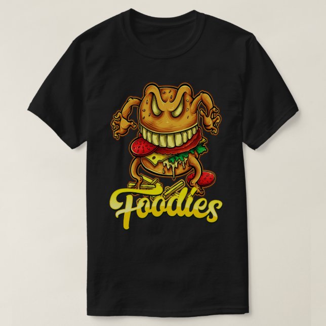 Camiseta Quema de hamburguesa de comida (Diseño del anverso)