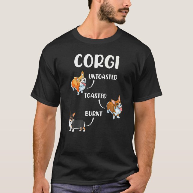 Camiseta Quemado tostado sin tostar de perro de Corgi (Anverso)
