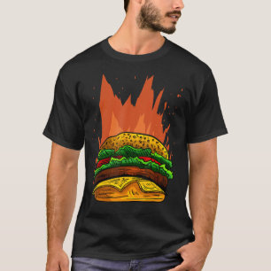 Camiseta Quemador de fuego, hamburguesa y hamburguesa