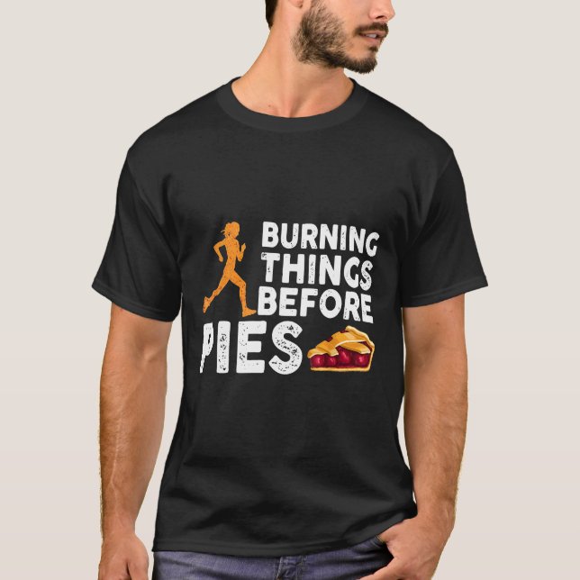 Camiseta Quemando lentes antes de que Pies Funny Runner cor (Anverso)