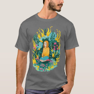 Camiseta Quemarlo abajo Ilustracion Gouache de un Chica en 