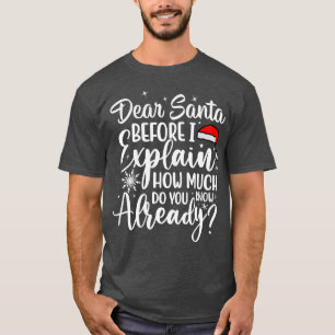 CAMISETA QUERIDA SANTA ANTES DE EXPLICAR CUÁNTO SABES